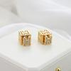 Square Zircon Stud Earrings Personalized Light Luxury High-End Earrings Silver Needle Unique Temperament Fashion Earrings