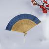 Handhold Chinese Fan with Tassel Dance Fan Antique Silk Fan Bamboo Folding Fan  Summer