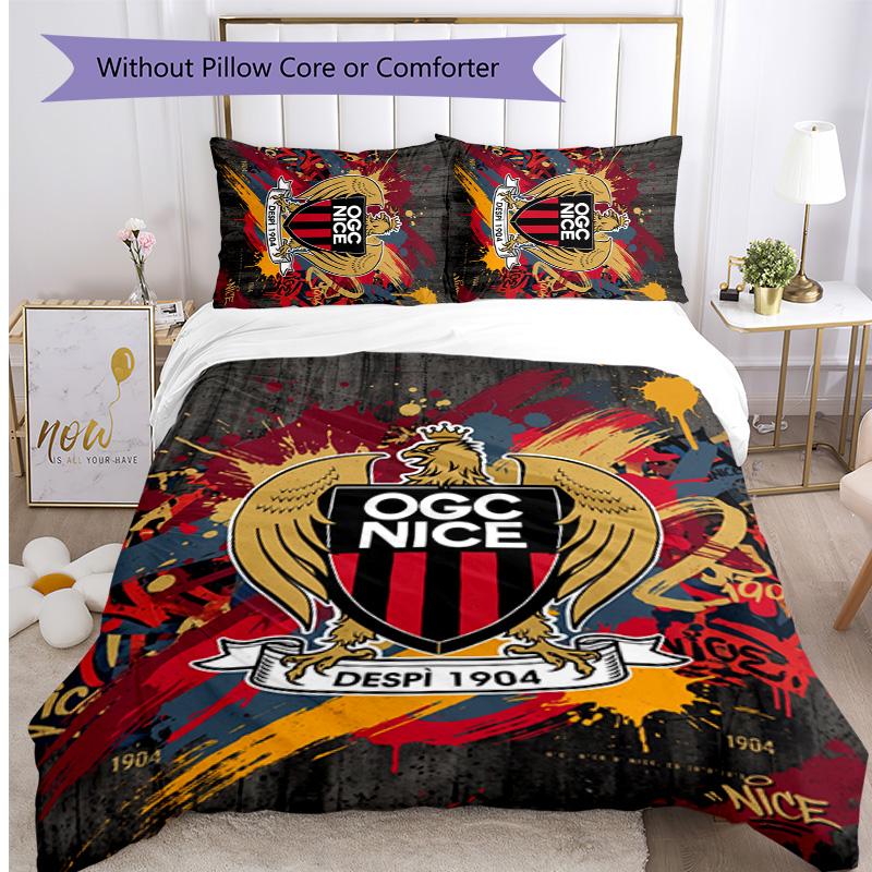 OGC Nice FC Printed 3PCS Bedding Set Breathable Duvet Cover with Pillowcases Decorative Bed Linen for Bedroom Home