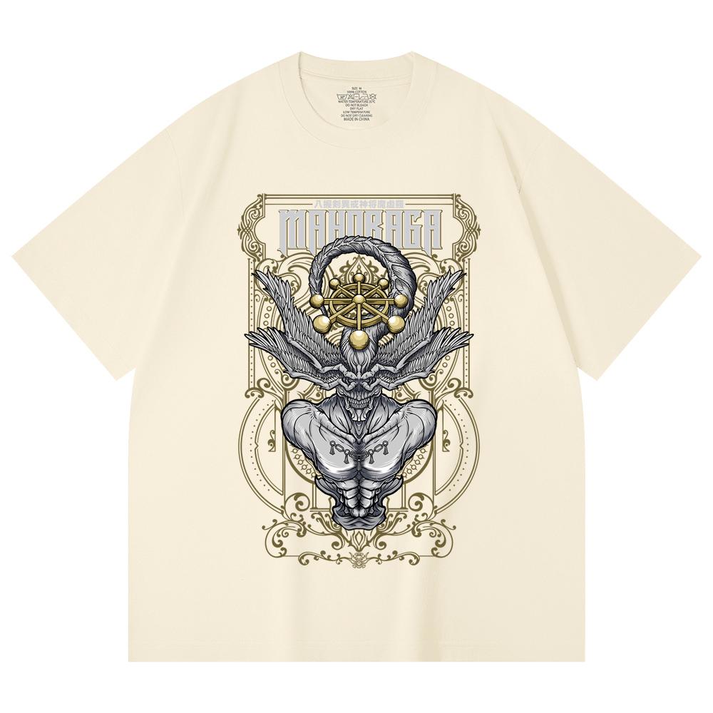 230 Gsm 100% Cotton Jujutsu Kaisen V42 Mahoraga Print Unisex Heavy Cotton T Shirt