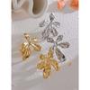 Yhpup Stainless Steel Big Flower Plant Stud Earrings Metal Waterproof 18K PVD Plated Trendy Statement Jewelry Women Gala Gift