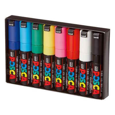 Uni Posca Маркеры Широкие Квадратные 8 Шт PC8K8C На Водной Основе, Наконечник, Указатель, Цвета,