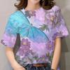 Summer Women Fashion T-shirt Flower Butterfly O-Neck Tops Tees Female Casual Short Sleeve Clothing Ladies Luxury Streetwear