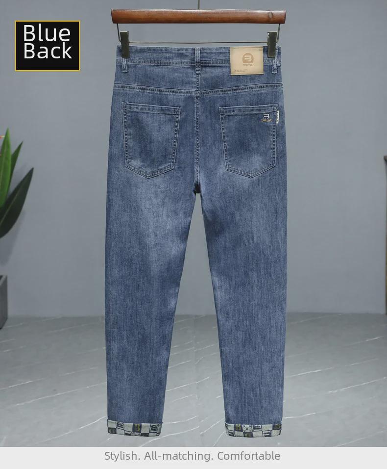 Мужские джинсы Slim Fit Stretch с вышивкой 2024 года, весна-лето — высококачественные универсальные прямые брюки Small