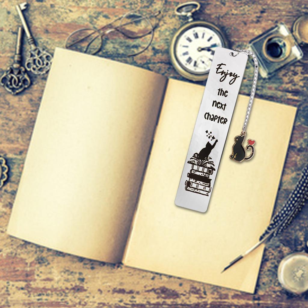 Закладки из нержавеющей стали с подвесками в виде кошек, закладки для книг, разделители страниц, подарок учителю, читателю, другу