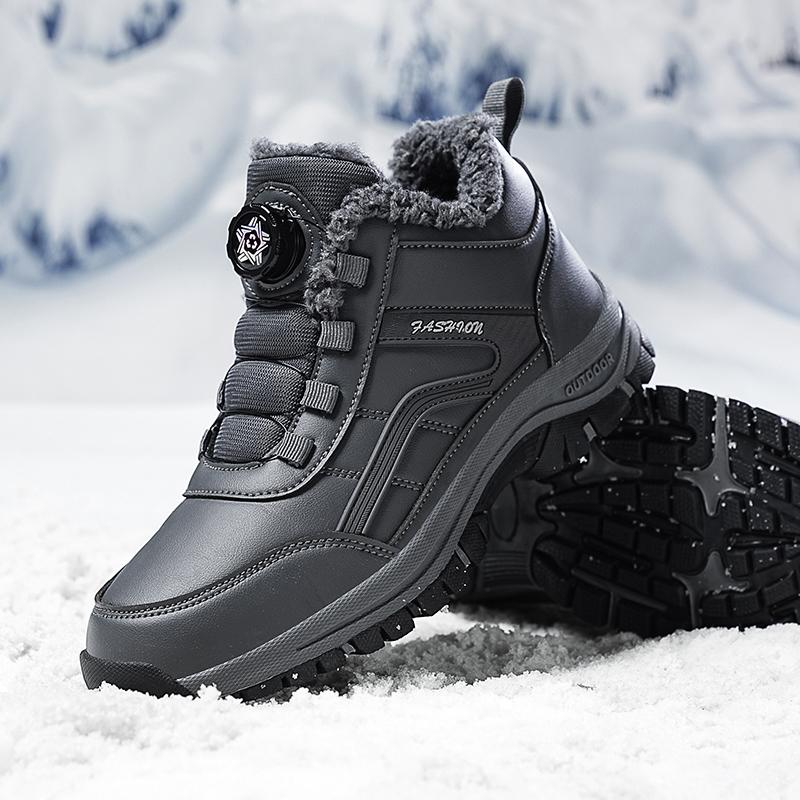 2024 Мужские кроссовки Зимние треккинговые ботинки Водонепроницаемые ПУ Теплые зимние ботинки Мужская рабочая повседневная обувь Нескользящие ботильоны Большие размеры 39-48
