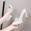 Woman Female Summer Korean Version Catwalk Model Shoes Sexy Black Waterproof Platform High-heeled Sandals 9053 Series 11cm Heel 2cm Platfrom LFD