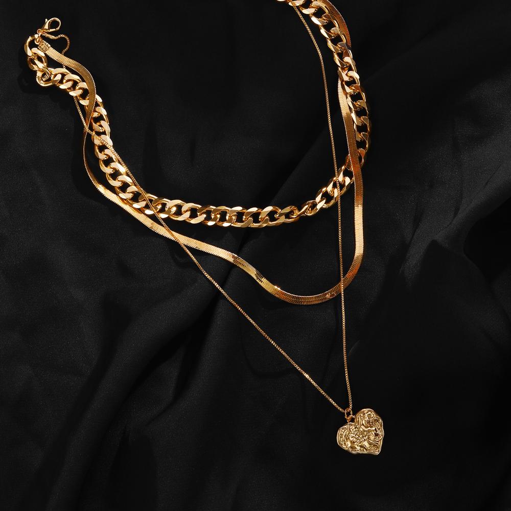 Комплект из 3 предметов, ожерелье, богемное женское ожерелье, винтажная золотая цепочка, модное ожерелье, кулон, богемное ожерелье, ювелирные изделия