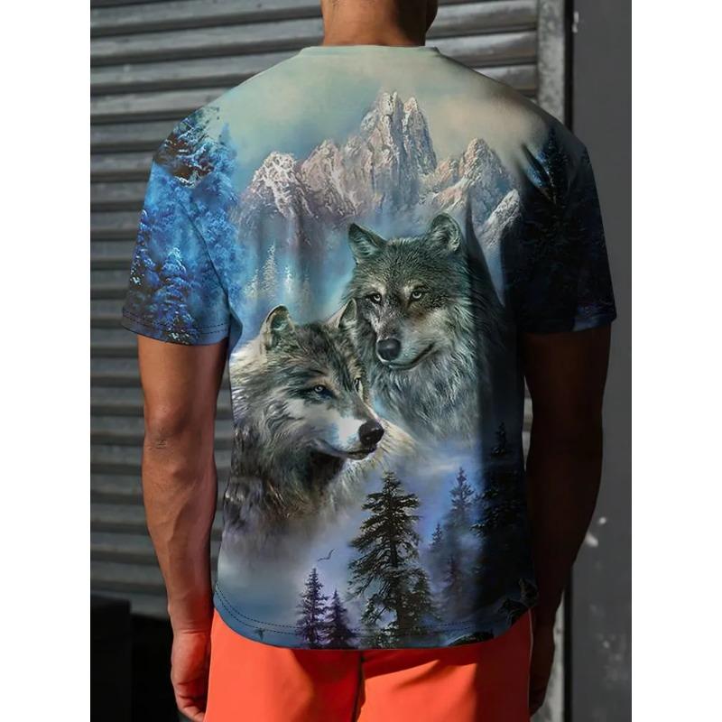 Футболка с волком для мужчин, с принтом животного, с коротким рукавом, топ 3D, повседневная уличная мужская футболка, футболка оверсайз, мужская винтажная одежда, рубашка