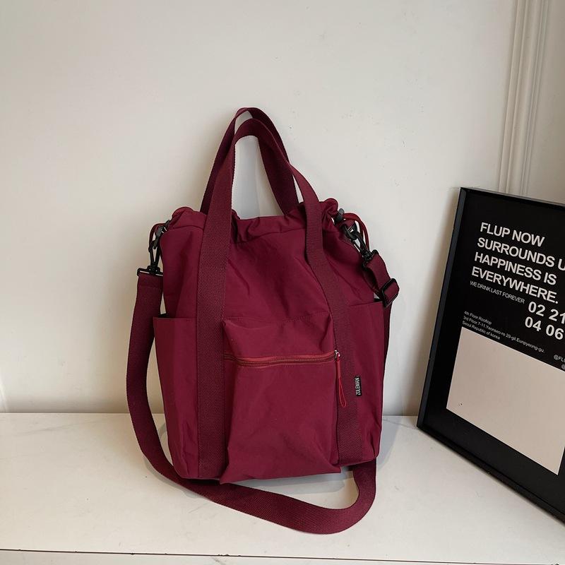 Large Capacity Commuter Tote Bag Women's Summer 2025 New Canvas Shoulder Messenger Bag Multi-function Lightweight Backpack