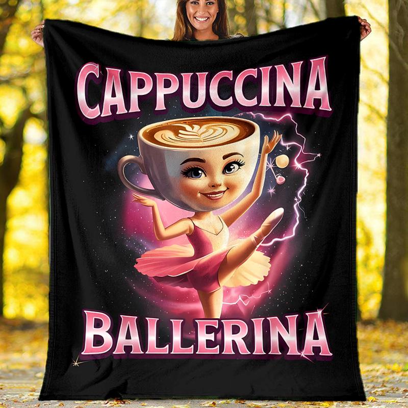 Ballerina Cappuccina printed throw blanket—lightweight,soft,warm;versatile blanket for all seasons—perfect as &air-conditioning throw,nap blanket