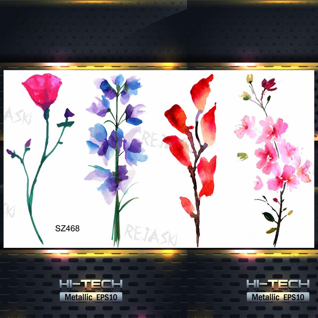 Hyacinth Daisy Temporary Tattoos For Women Girl Lavender Peony Fake Tattoo Sticker Daffodil Tulip Wrist Fashion Waterproof Tatoo