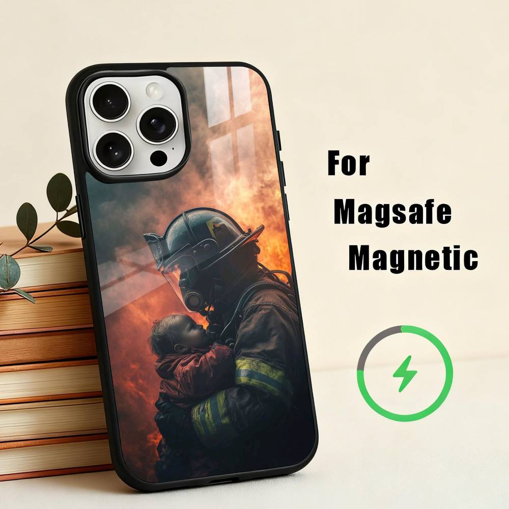 Пожар Пожарный Чехол для Телефона для iPhone 17,16,15,14,13,12,Plus,Pro,Max для Magsafe Магнитная Беспроводная Зарядка