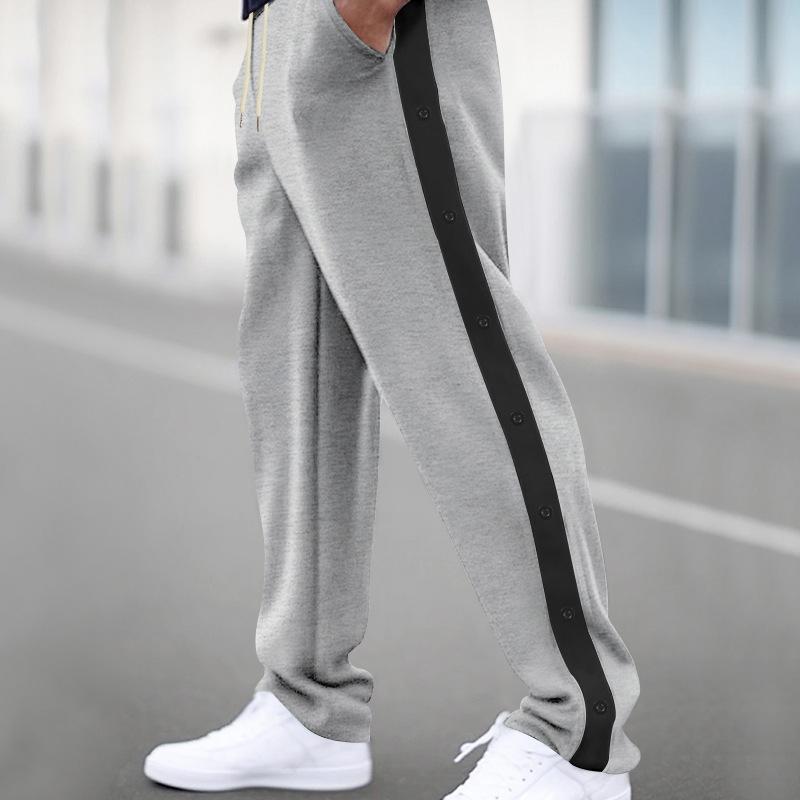 Casual Sports Buttoned Trousers Men's Spring and Autumn Loose Straight Loose Button Decorative Large Size Trousers