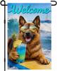 IVN Summer Garden ag 12x18 Inch Double Sided Burlap Welcome German Shepherd Sunglasses Beach Cocktail Design Small Outdoor
