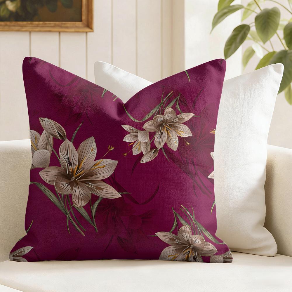 Classic Floral Print Cushion Cover Summer Linen Pillow Case Organic Fabric Cushion Cover DoubleSided Print Sofa Home Decor