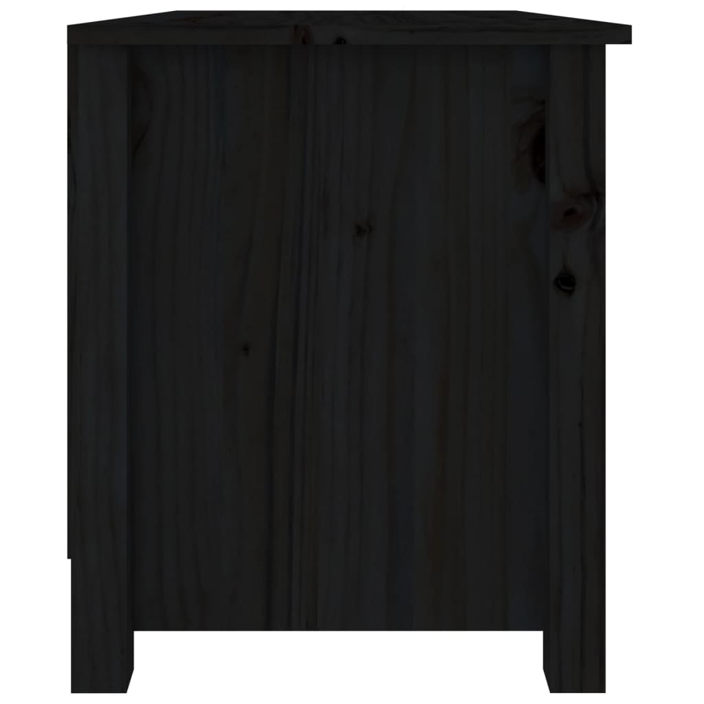 Shoe Bench Black 70x38x45.5 cm Solid Pine Wood