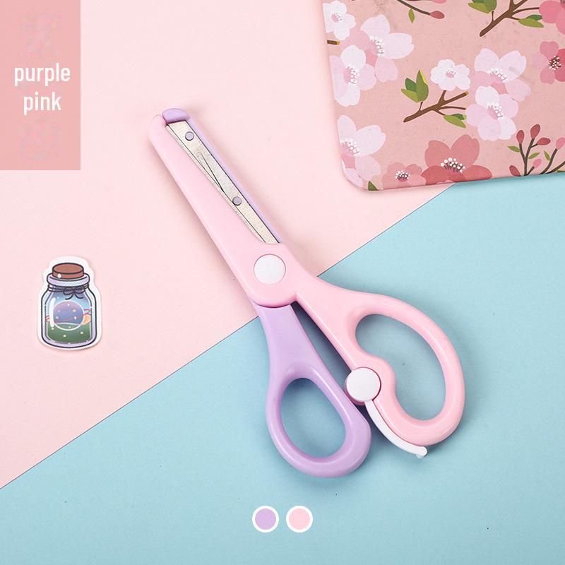 Безопасные детские ножницы Macaron Color с защитой от защемления и эластичным пластиком для резки бумаги