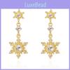 Christmas Zircon Snowflake Drop Earrings With Ceramic Ear Post For Women Gift