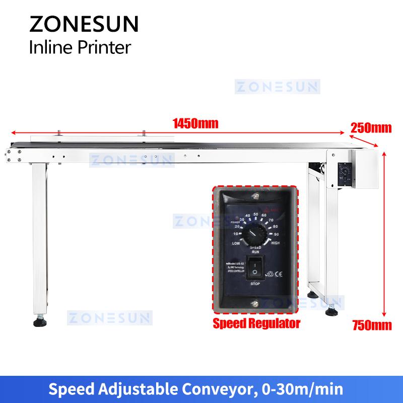 ZONESUN 12.7mm Automatic Inkjet Date Printer Conveyer Belt Bar Batch Code Date Logo Expiry Date Ptinting Machine ZS-IIP600
