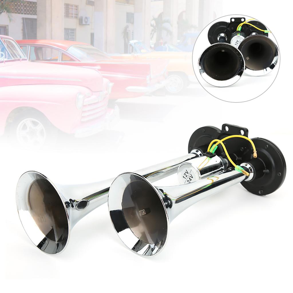 Универсальный автомобильный пневматический воздушный сигнал двойной 130 дБ 12 В 24 В поезд авто грузовик грузовик АБС металл