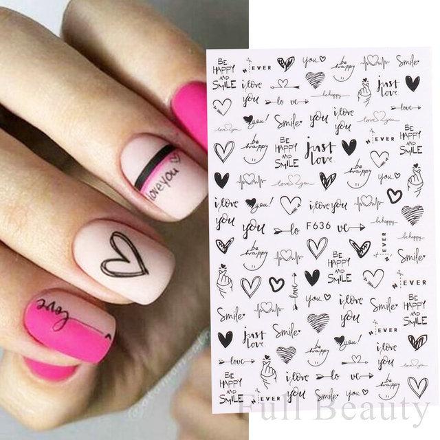 Nail Art Stickers, Romantic Valentine'S Day Love Cartoon Panda Love Adhesive Nail Stickers