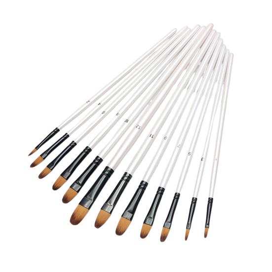 12шт Кисть для рисования Мягкая щетина Деревянная ручка Набор кистей для рисования Акриловая акварельная живопись маслом