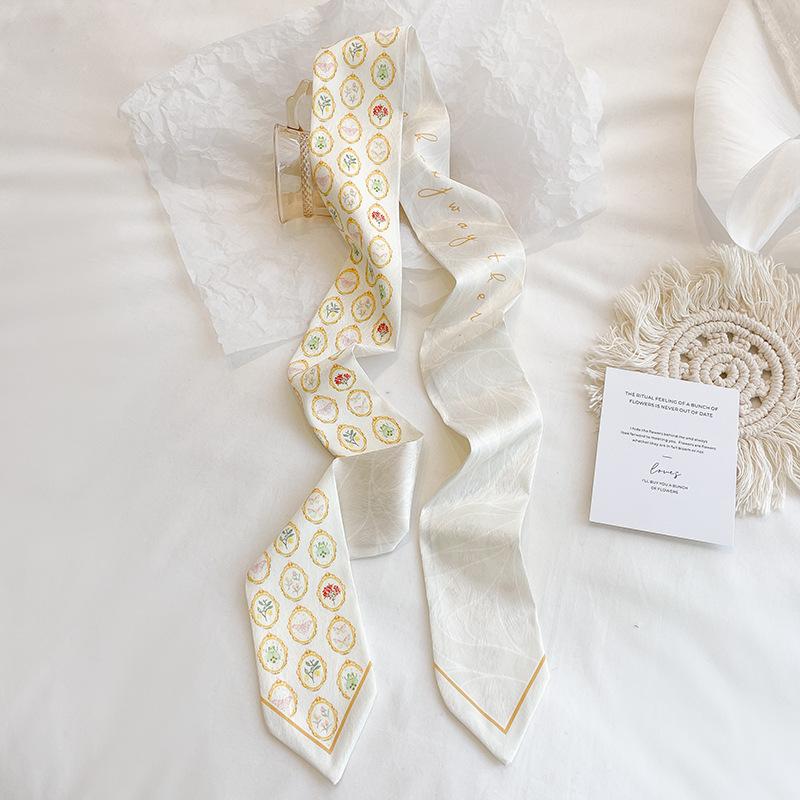 Высококачественная повязка для волос, платок на шею с шелковистой текстурой, женский шарф, длинные узкие повязки на голову, милые шарфы-галстуки, роскошный принт, шарф для сумки для леди