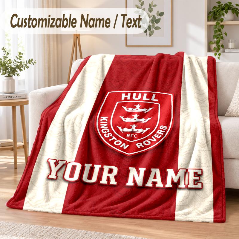 Custom Text Flannel Blanket Hull KR Print Warm Cozy Blanket Home Sofa Bedding