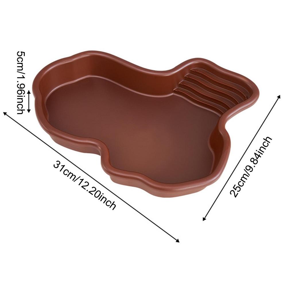 Turtle Feeding Dish Reptile Bathing Pool With Ramp And Basking Terrace Aquarium Ornament For Turtle Bearded Dragon Gecko Yard