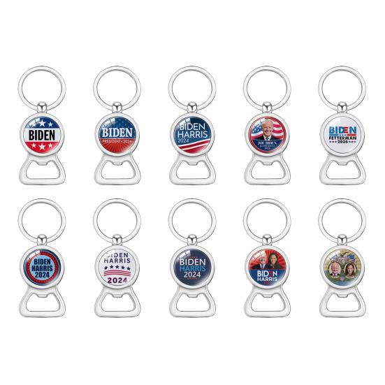 Брелок «Президент Америки» 2024 года, брелок для открывания пива, стеклянный купол, изысканное мастерство, США. Брелок для ключей к президентским выборам