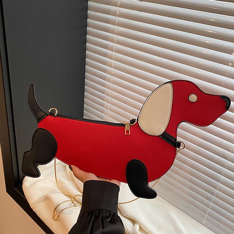 Мультяшная сумка через плечо с дизайном собаки для женщин, из искусственной кожи, сумки кроссбоди с цепочкой, персонализированная сумка на молнии для вечеринок, сумка-саквояж CLE
