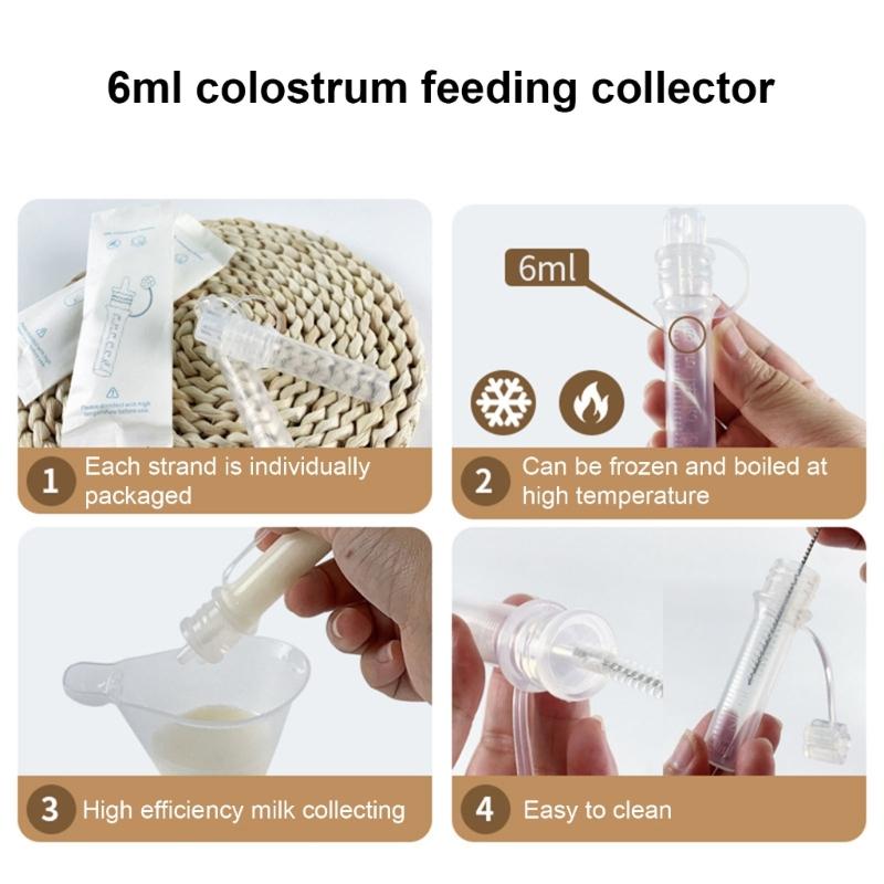 Breast Milk Colostrum Collection Tube for New Mom, Reusable 6ml Baby Feeding Artifact Newborns Silicone Dropper