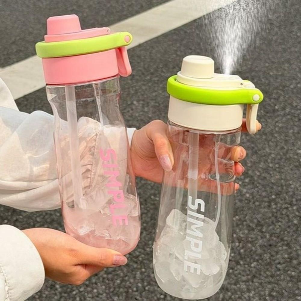 with Straw Drinking Bottles Portable drinking cup outdoor goods Spray Bottle Outdoor