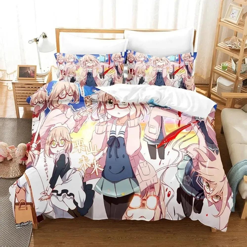 New Beyond the Boundary Bedding Set Cartoon Anime three-piece set Adult Kid Bedroom Duvet cover Sets 3D Kawaii Girl Home textile