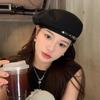 Metal Buckle Beret Female British Retro Casual Painter Hat Niche Display Face Small Bud Hat Trend