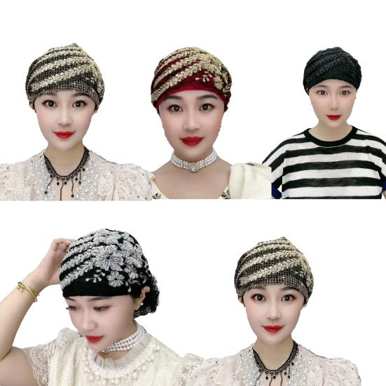 Женская шапка-тюрбан Yousheng, декор с блестками, соответствующий цвету, вышивка, легкий головной платок, крышка для волос, женская повязка на голову, женская повседневная шапочка