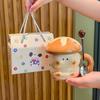 Birthday Gifts for Boys and Girls Cute Cartoon Mushroom Ceramic Mug with Lid Underglaze Water Cup Girlfriend Gift Box