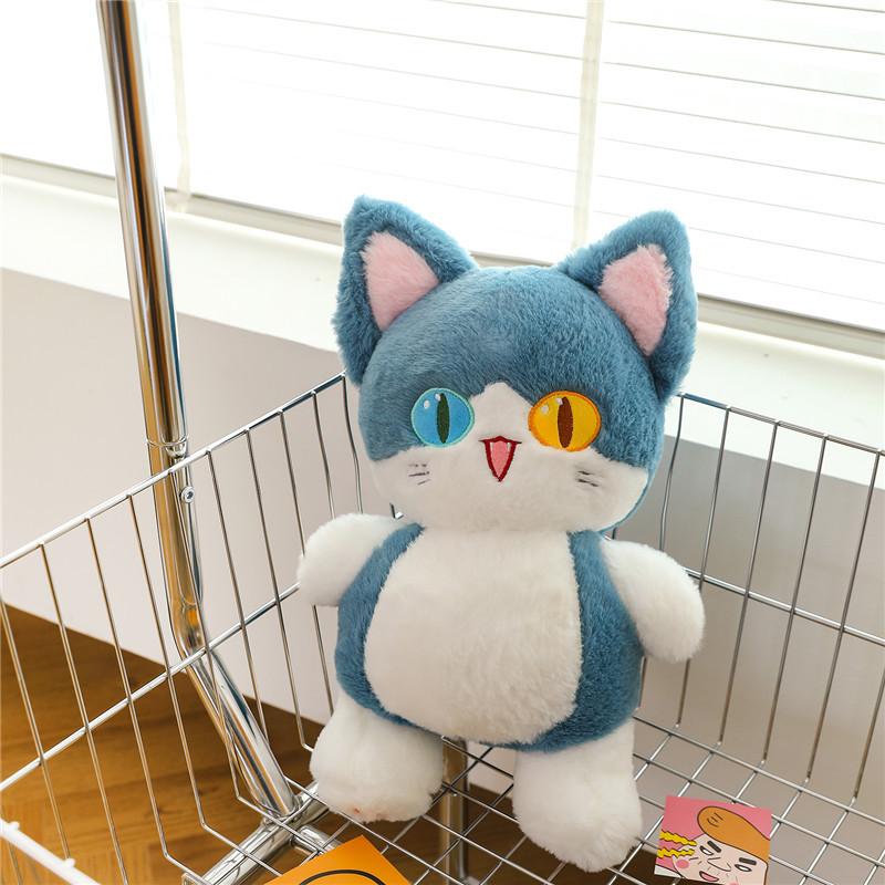 New Shark Cat Doll Plush Toy Cute Abnormal Pupil Cat Doll Children Throw Pillow Soothing Rag Doll Girl