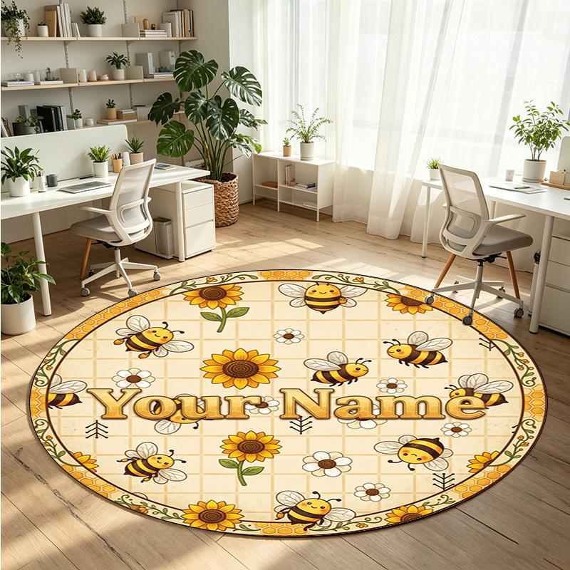 Other Art (108) Theme Round Crystal Velvet Rug Custom Name Text Personalized Floor Mat Home Decor Non Slip Crystal Carpet