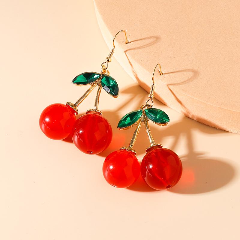 Cute Crystal Cherry Earrings for Women Girls Simulation Fruit Drop Earrings Party Holiday Jewelry Gifts