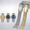 Металлические мужские ремешки из нержавеющей стали для часов Rolex серии Log, водонепроницаемые, антикоррозийные, сменные аксессуары с изогнутым интерфейсом