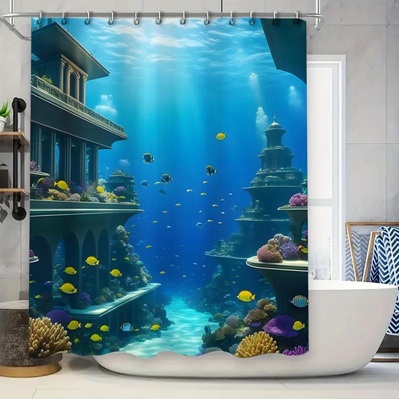 Шторка для душа «Подводный мир» 3D-печать, Декор для ванной с изображением рыбок и кораллов для украшения ванной комнаты – Доступны нестандартные размеры от