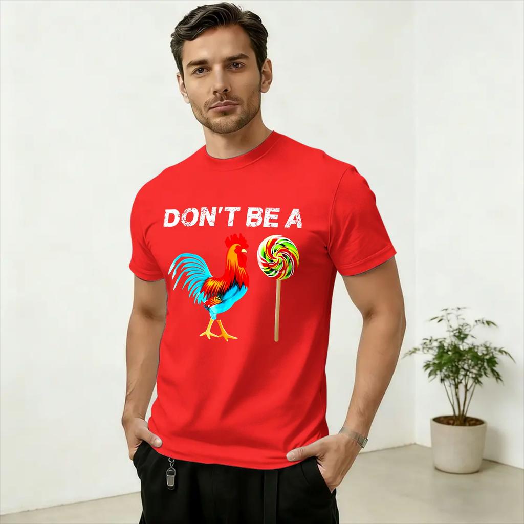 Funny Rooster Pattern Unisex T Shirt Novelty Tees Short Sleeve Crewneck TShirt 100 Cotton Printed Clothes