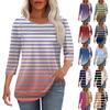 Женская мода круглый вырез шея плиссированная передняя планка однотонный топ рукав 3/4