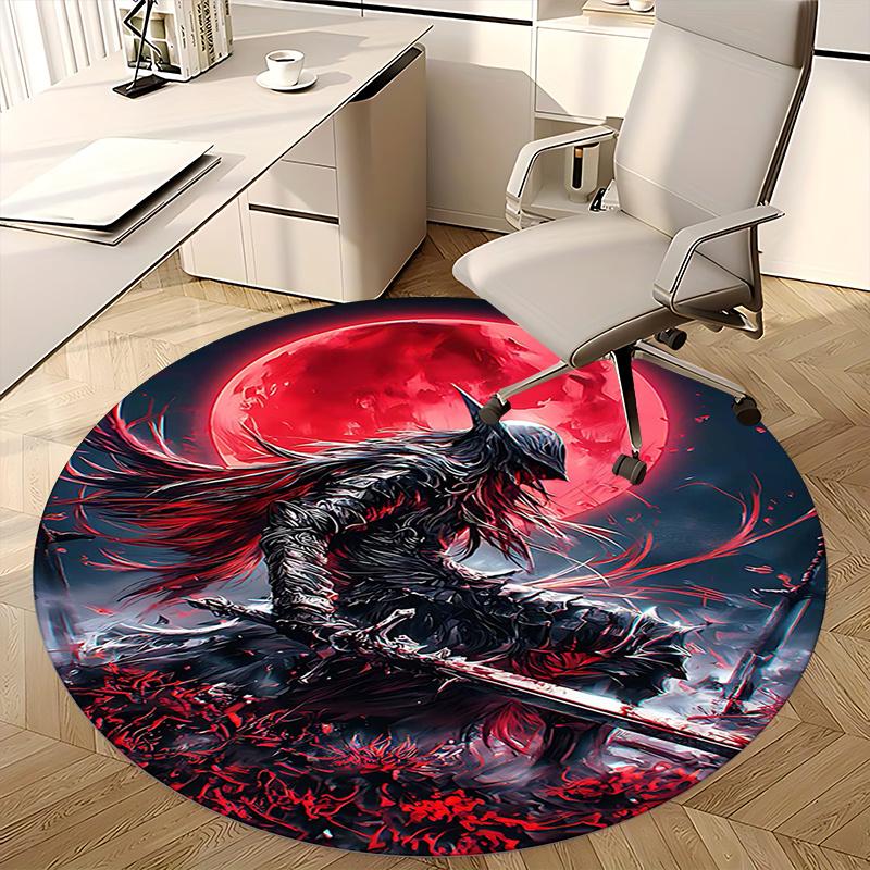 Dark Knight,Red Moon Chair mat Round Rug Office carpet, Machine Washable, Non slip, Suitable for Living Rooms, Bedrooms