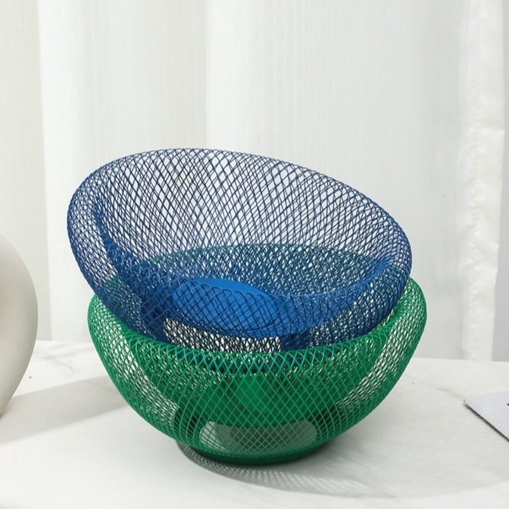 INS Style Iron Mesh Storage Tray Nordic Style Handmade Double-layer Fruit Basket Geometric Metal Fruit Tray Dining Table
