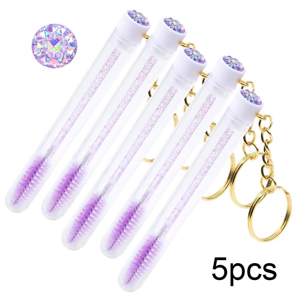5pcs Eyelash Brushes Tubes With Keychain Lash Brush In Clear Container Disposable Eyelash Extension Mascara Wands With Case