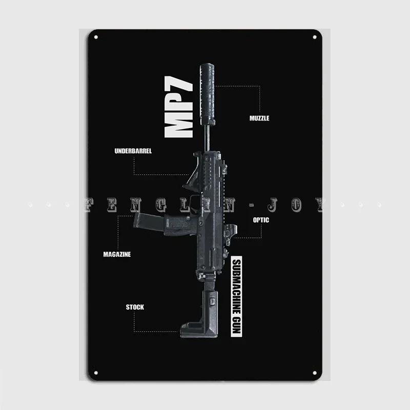 Металлическая табличка Mp7 Паб Кино Дизайн Таблички Жестяная табличка Постер