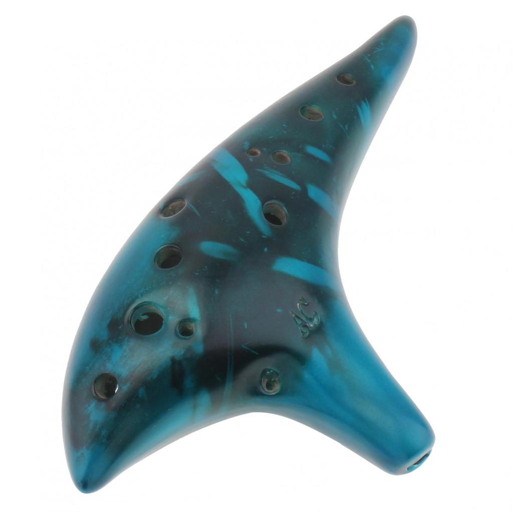 12 Holes Alto Tone C Blue Ceramic Ocarina for Children / Adults / Beginners with Song Book Neck Cord Carry Bag